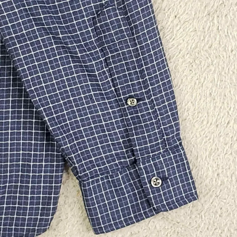Polo Ralph Lauren Shirt Oxford Button Down Mens Size Large LS Navy Blue Plaid